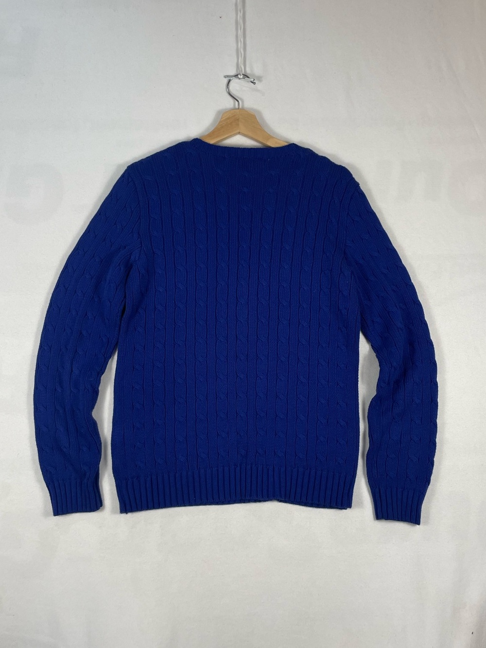 Vintage Ralph Lauren Sport Crewneck Cotton Cable Knit Sweater Blue WOMENS Sz L - Picture 2 of 8